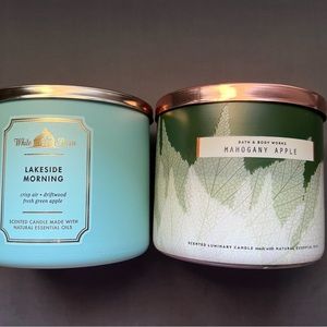 Bath and Body Works Candles, Lakeside Morning and Mahogany Apple